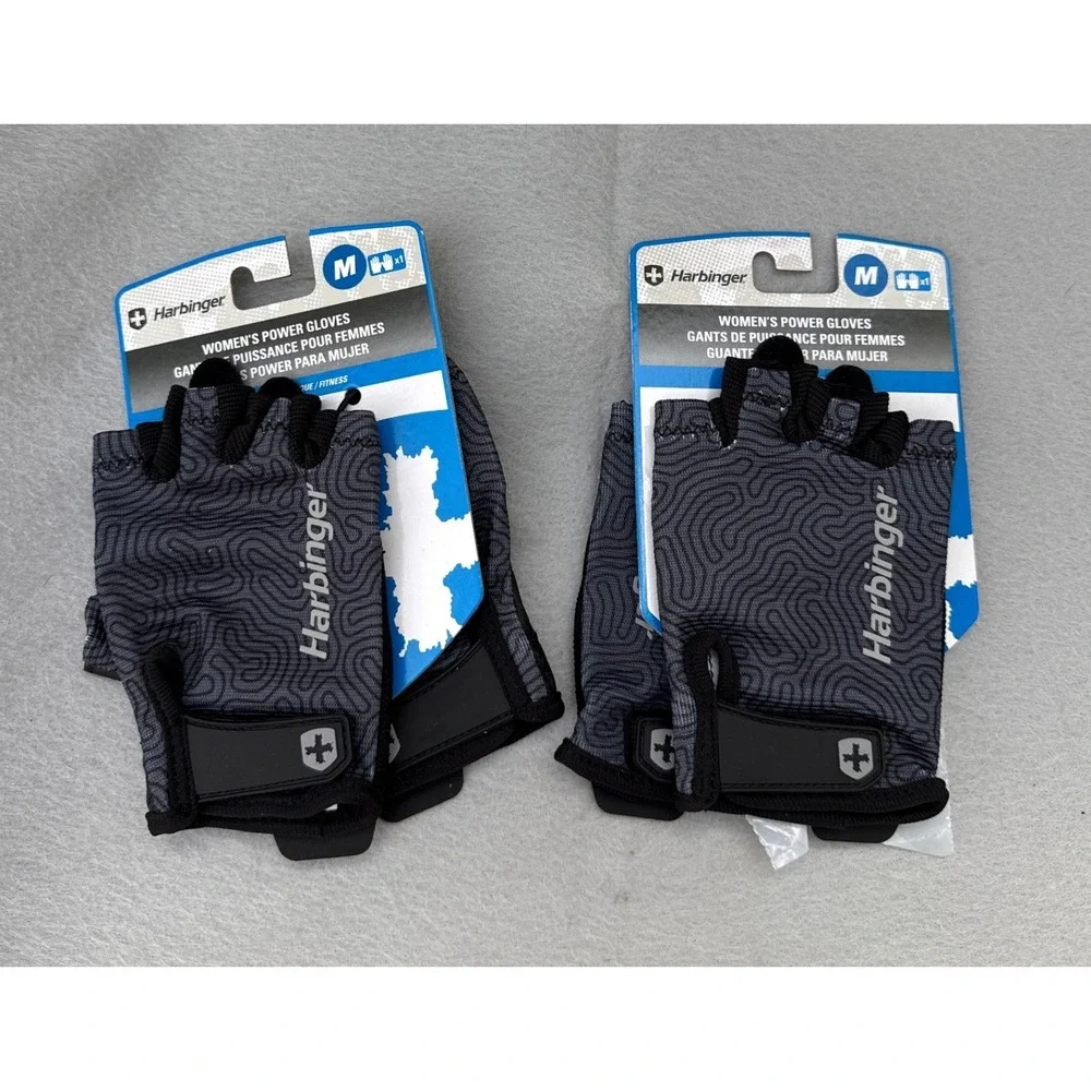 Lot of 2 Harbinger Power Gloves Womens M Carbon New Padded Leather Fitness 16315
